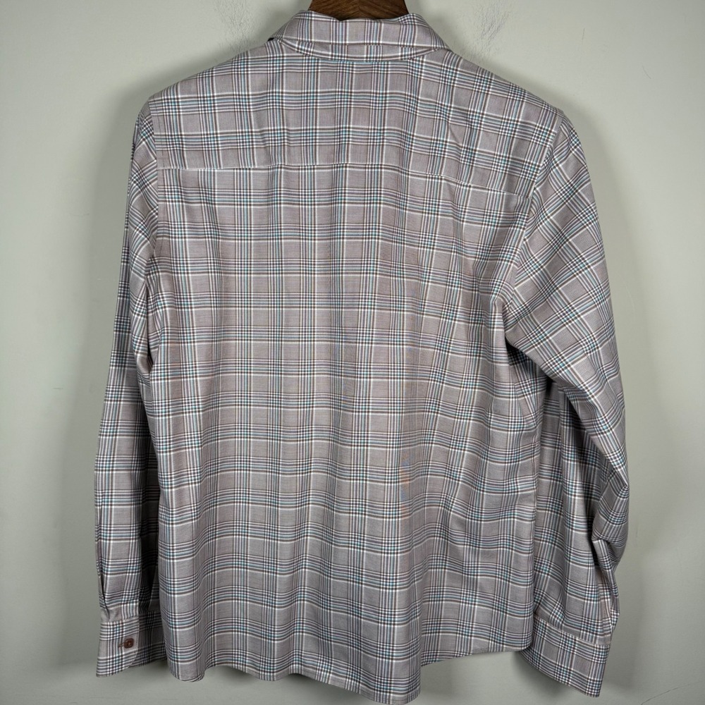 Foxcroft Wrinkle Free Brown Plaid Button Down Shirt Size 14 Career Office - Picture 2 of 10